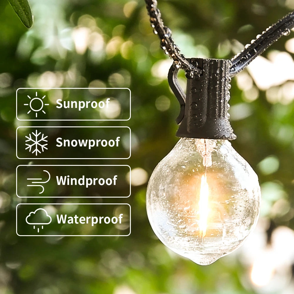 30M (100ft) G40 Globe LED String Lights – Warm White Outdoor Patio & Garden Wedding Party