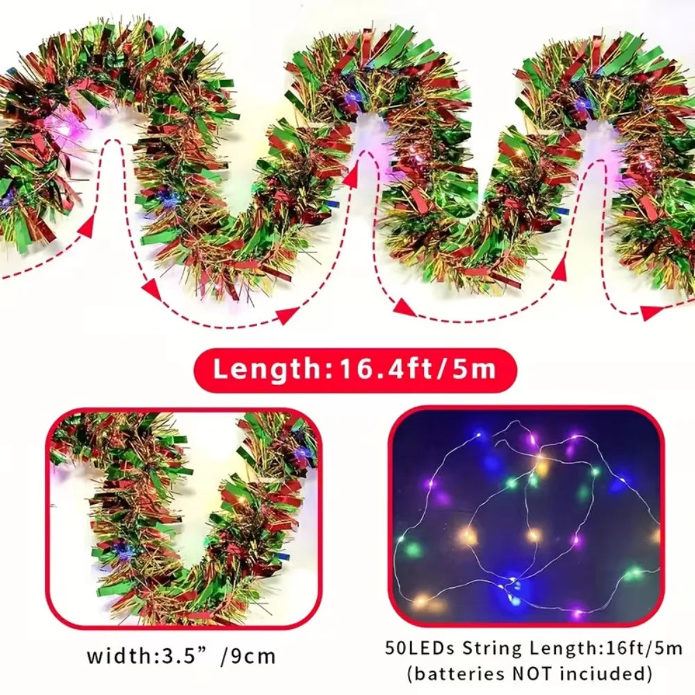 Battery-Operated LED Christmas Garland String Lights – Hanging Holiday Decor for Tree, Window & Party
