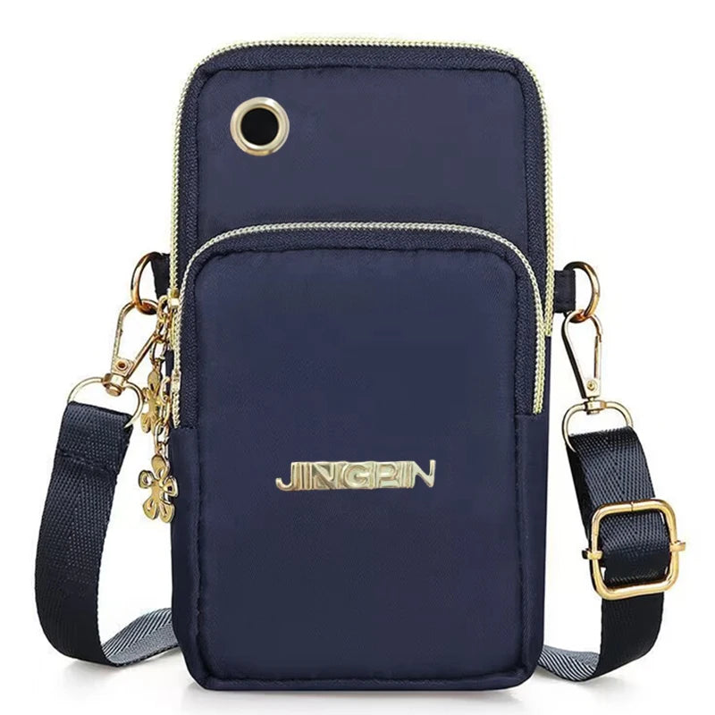 Women's Mini Crossbody Bag – Vertical Wrist Wallet & Phone Pouch, Nylon Zipper Purse