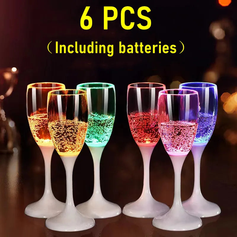 6-Pack LED Light-Up Cups — Multicolor Flashing Wine, Beer & Whiskey Glasses for Parties