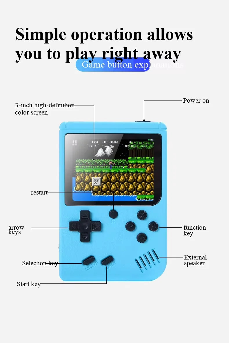 Retro Handheld Gaming Console — 400 Built-in Classic Games, 2.4-inch (6.1 cm) LCD, Rechargeable Portable Player