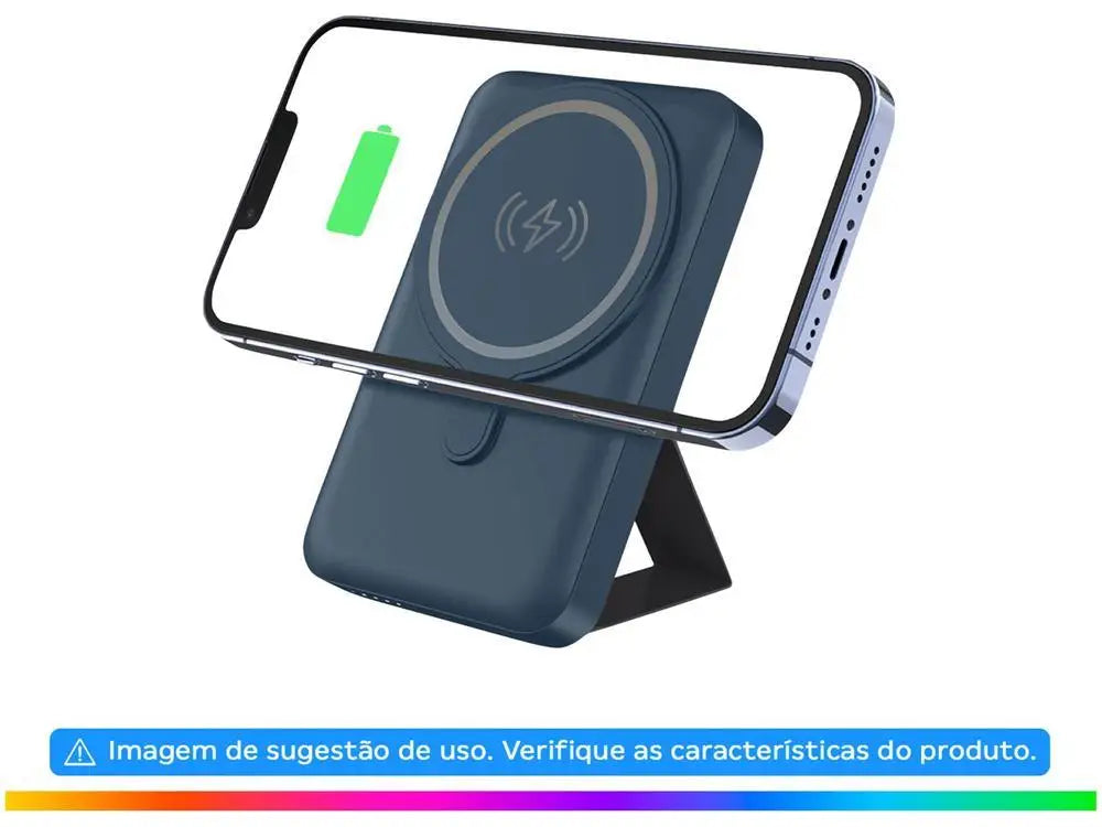 10,000mAh Portable Power Bank – MagSafe Compatible Wireless Charger, 15W Qi & 20W USB PD Fast Charge with Foldable Kickstand