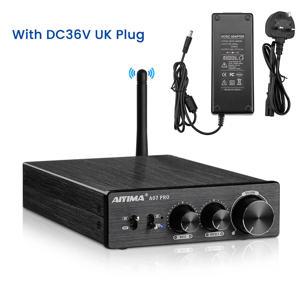 300W x2 Class D Hi‑Fi Stereo Power Amplifier with Bluetooth 5.2 AptX and RCA Inputs for Home Speakers