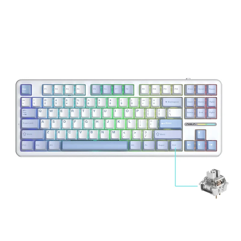 87-Key Tri-Mode Mechanical Keyboard - 2.4G USB Bluetooth, RGB PBT Keycaps, Hot-Swappable Gasket Design, 4000mAh Battery