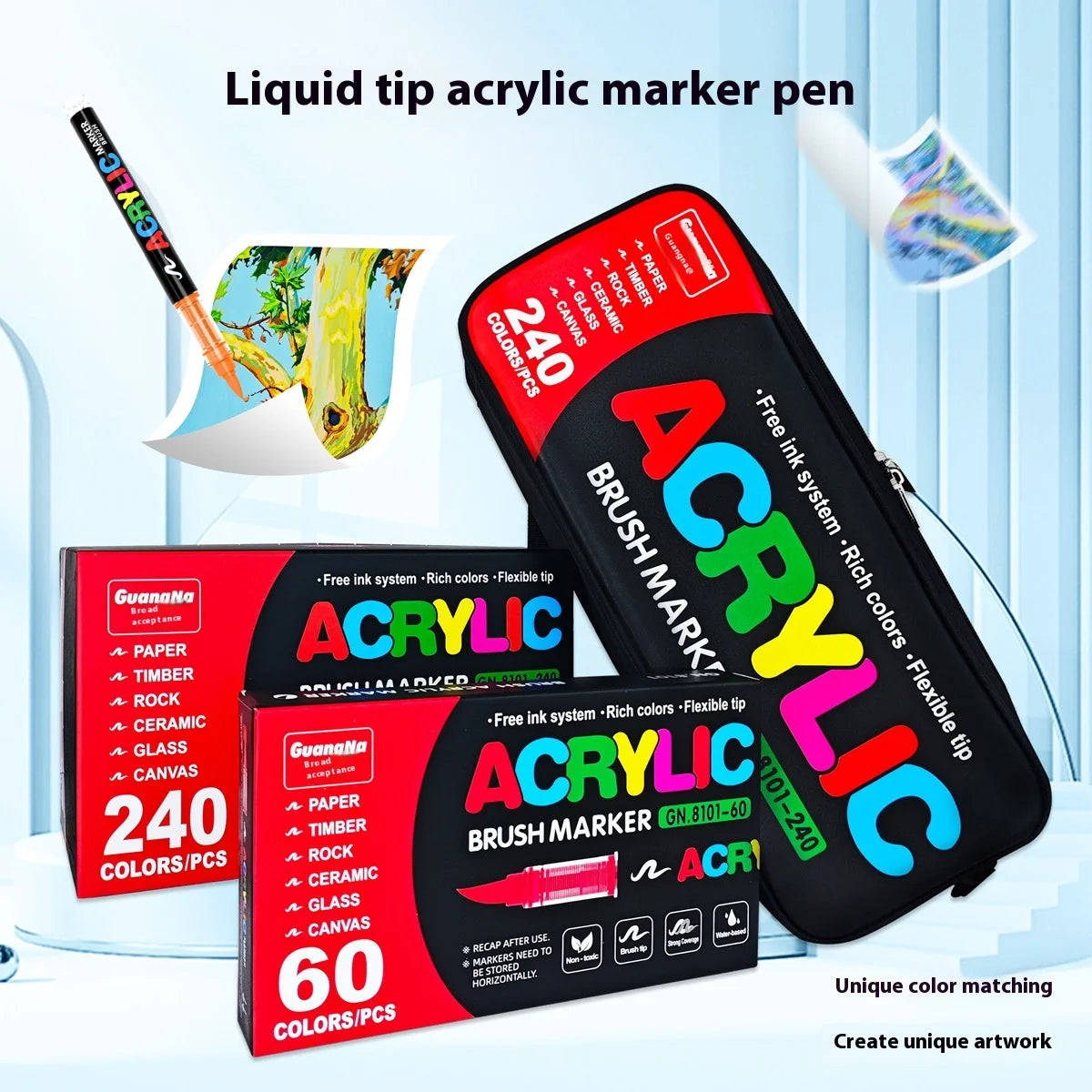 Acrylic Paint Pens Set - Multi-Tip Brush & Marker for Rock Painting, Stone & Ceramic Art (12 to 240 Colors)