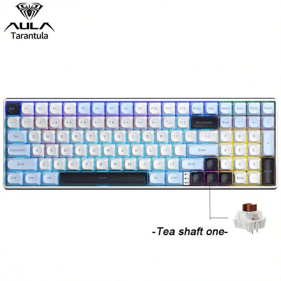 Wireless Mechanical Keyboard - 3-Mode (Wired/2.4GHz/Bluetooth), 100-Key Hot-Swap RGB PBT Keycaps, 4000mAh