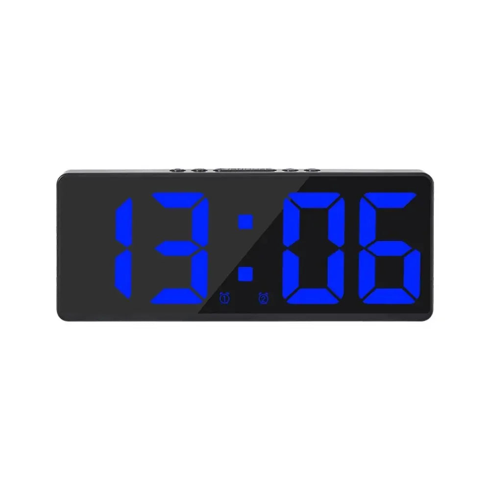 LED Digital Alarm Clock with Large Numbers, Color Nightlight, Temperature & Calendar, Voice-Activated, USB-Powered