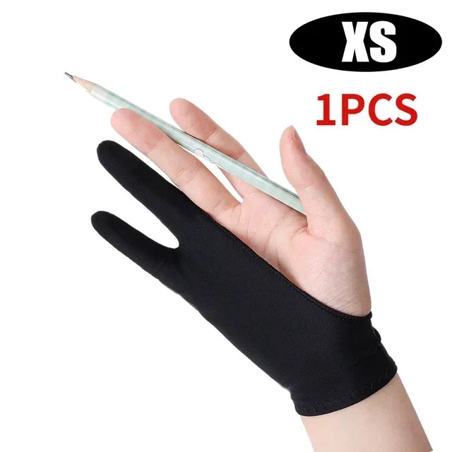 Palm Rejection Two-Finger Drawing Glove for Graphic Tablets - Right/Left Hand