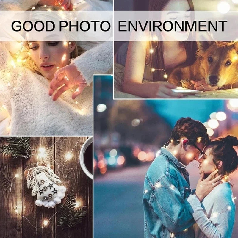USB Fairy LED String Lights — 1/2/5/10/20/30M (3.3–98.4 ft) Silver Wire, 8 Modes & Remote, Multicolor