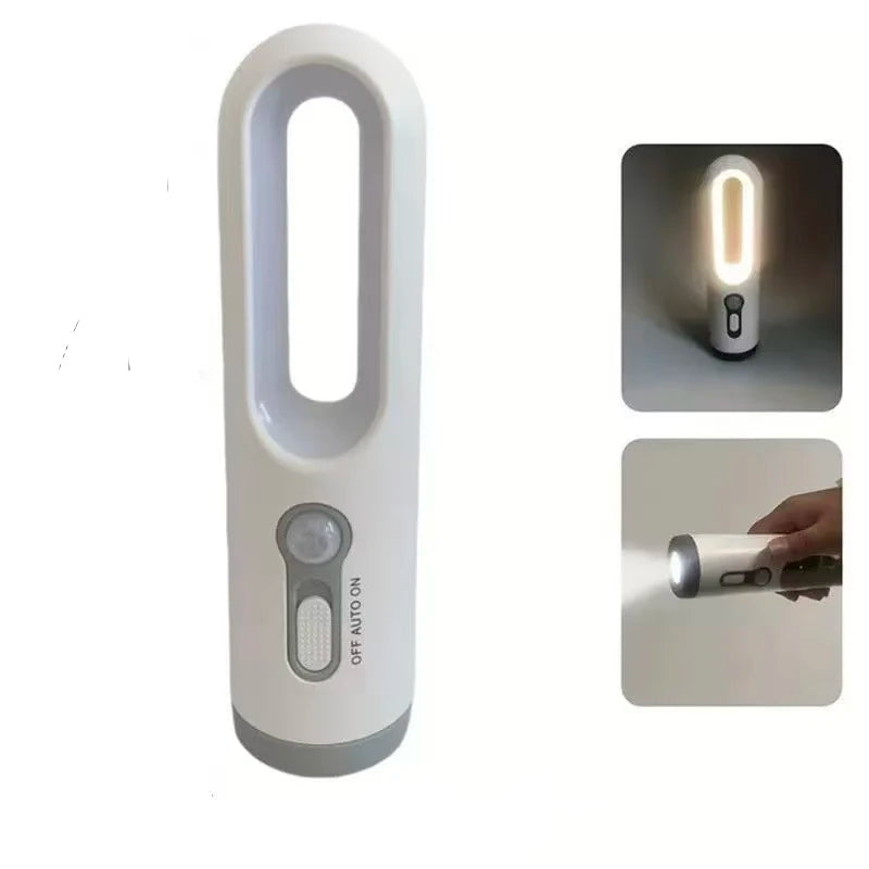 Portable 2-in-1 Rechargeable Flashlight & Motion Sensor Night Light - USB-C Bedside, Bathroom, Baby Feeding, Reading & Camping Lamp