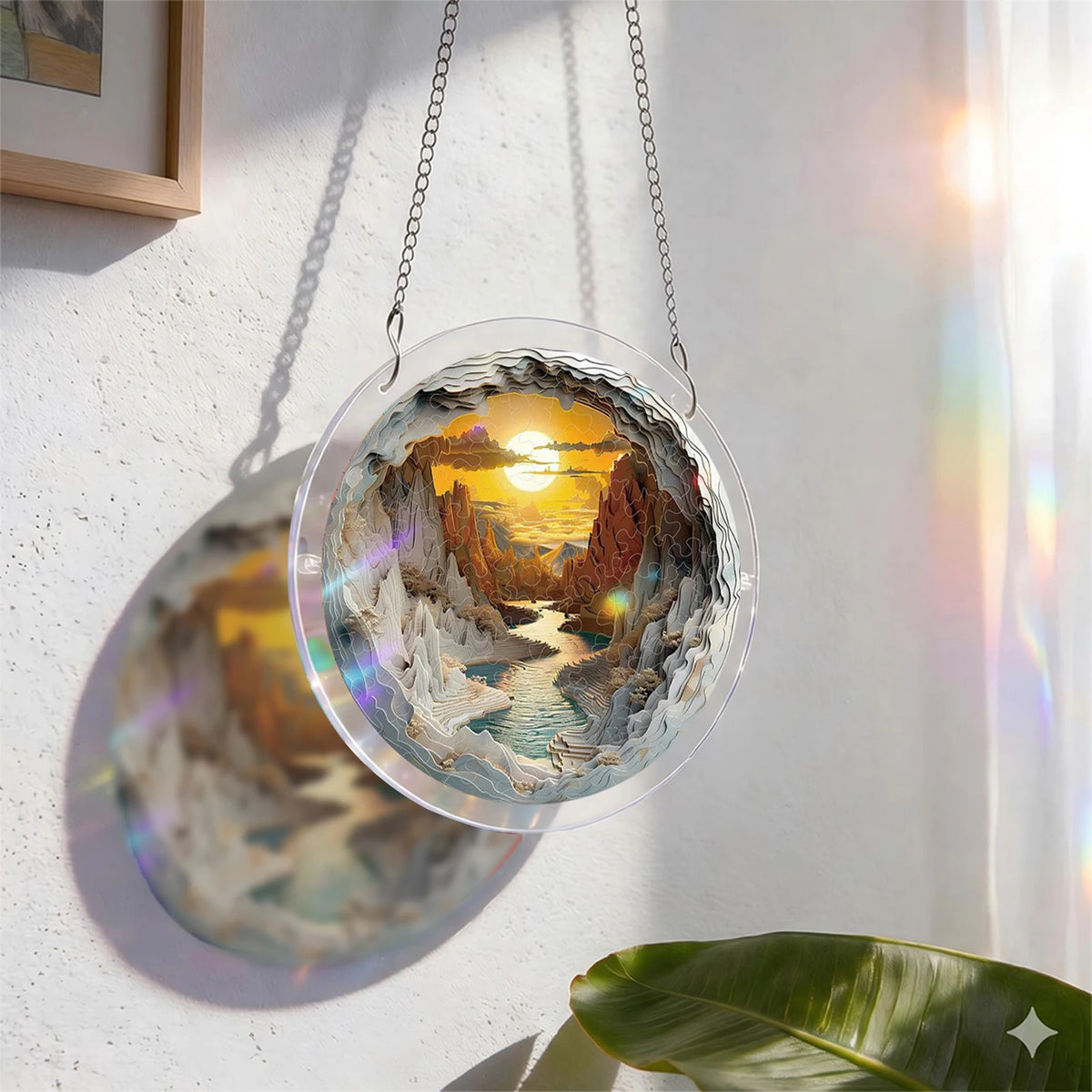 Acrylic Round Jigsaw Puzzle Suncatcher 7.3 in (185 mm) Hanging Sun Catcher Window & Wall Decor Gift