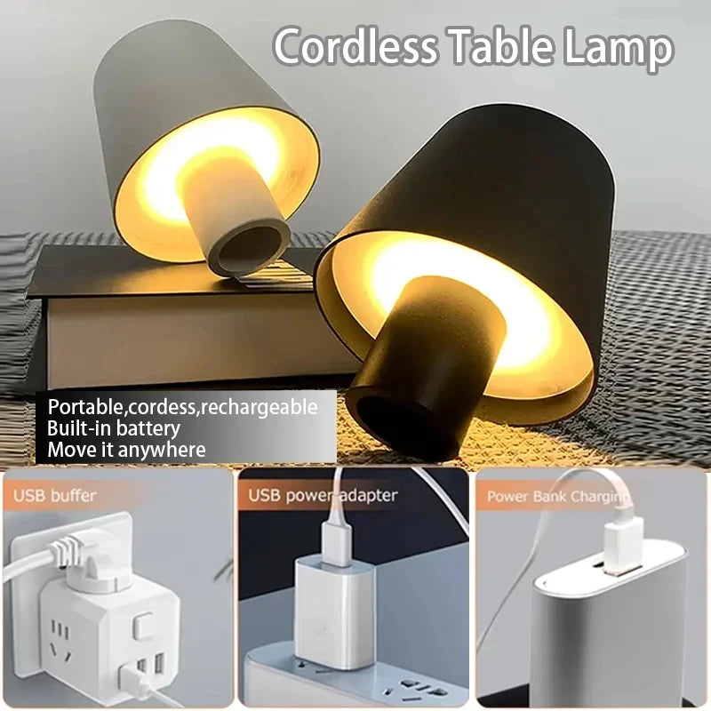 Wireless Wine Bottle LED Table Lamp – USB Rechargeable Touch Dimming Mood Light for Bar, Cafe & Home
