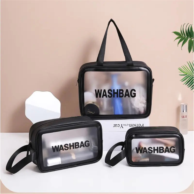 Large Transparent Waterproof Travel Makeup Bag – Clear Cosmetic Organizer 30 x 10 x 21 cm (11.8 x 3.9 x 8.3 in) Zipper Pouch for Women