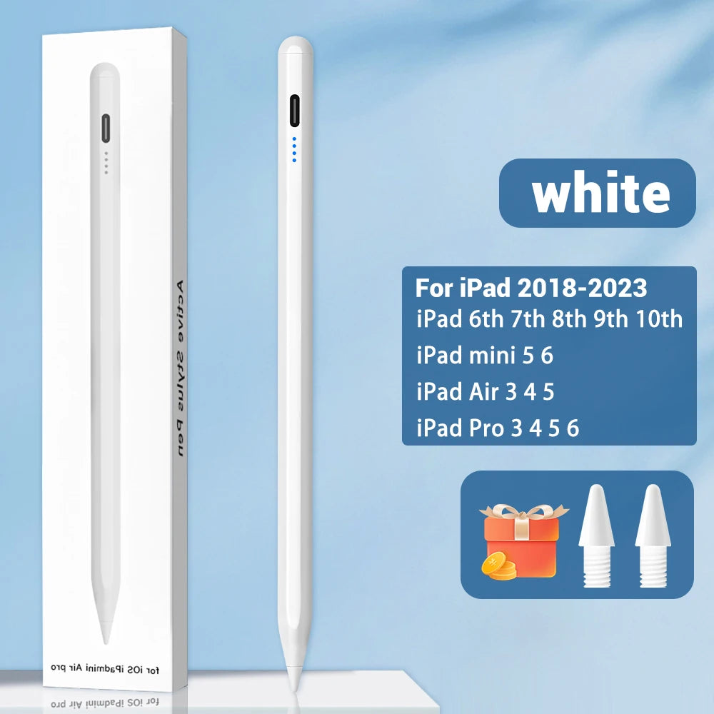 iPad Stylus Pen with Palm Rejection, Power Display & USB-C Fast Charging — Magnetic Attachment, No Bluetooth