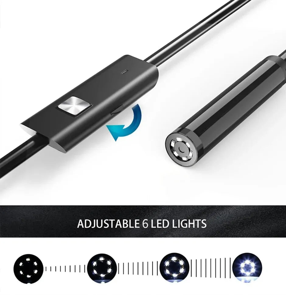 7mm (0.28 in) USB Type-C Endoscope Camera — IP67 Waterproof 6-LED Adjustable Inspection Borescope for Android Phone & PC