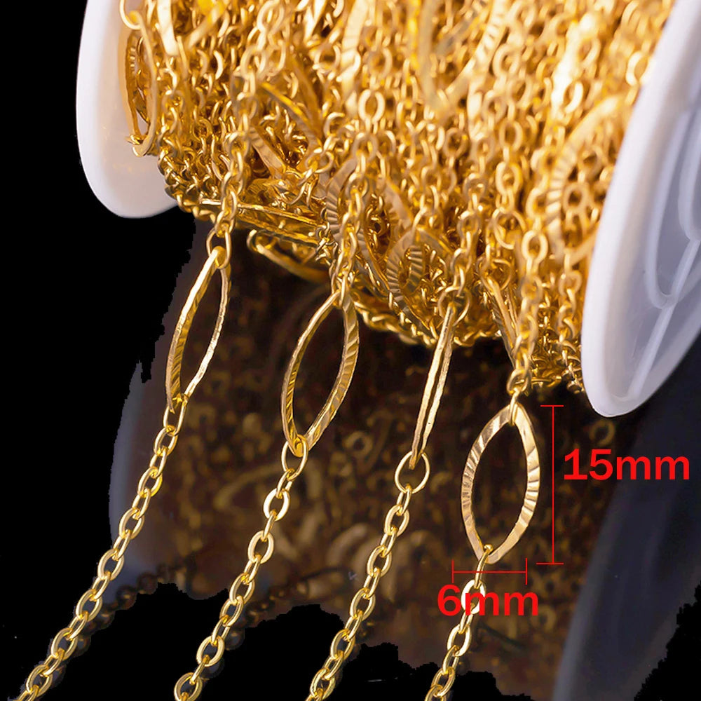 1 Meter (39.4 in / 3.28 ft) Stainless Steel Flower Clover Chain for DIY Necklace Bracelet Jewelry Making Accessories No Fade