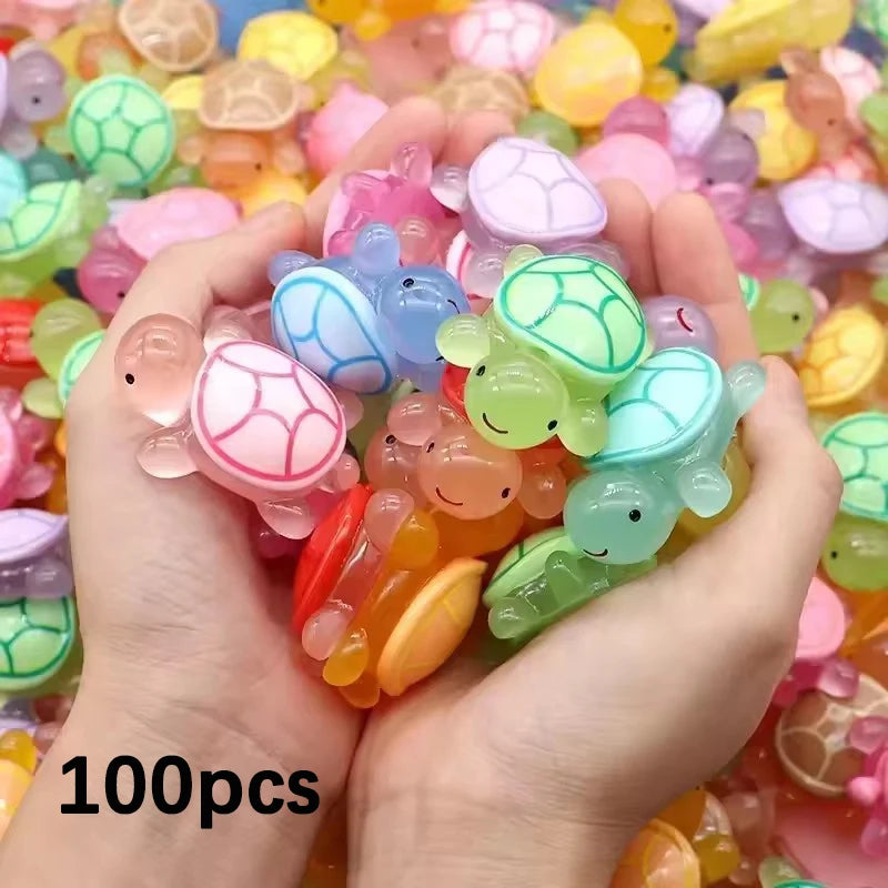 Mini Luminous Turtle Ornaments 20/50/100-Pack Glow-in-the-Dark Resin Garden & Aquarium Decor