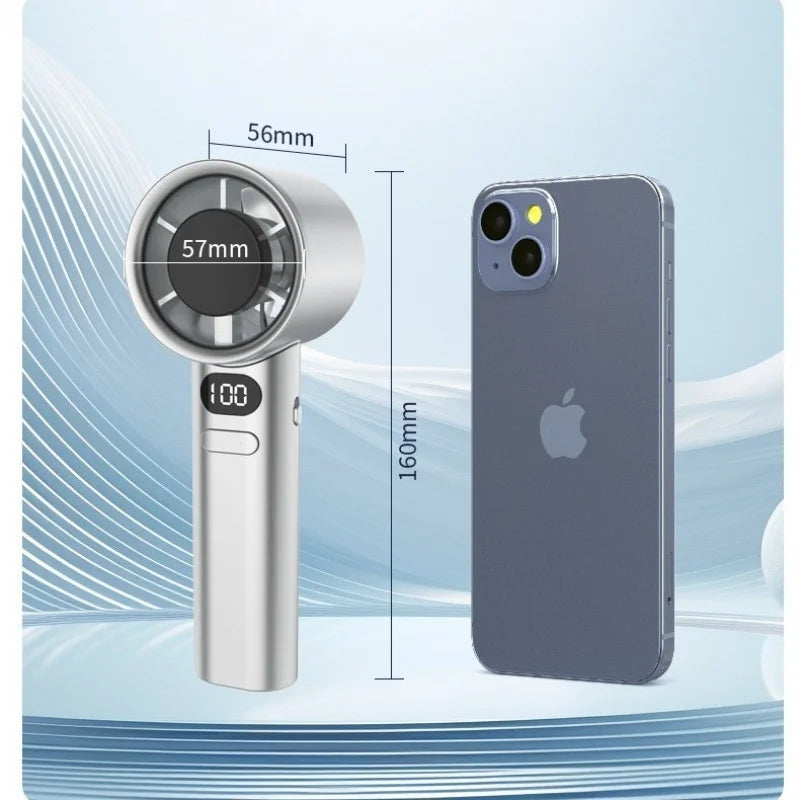 Portable Handheld USB Rechargeable Fan — High-Speed Personal Cooling with Ice Cooling & Adjustable Wind