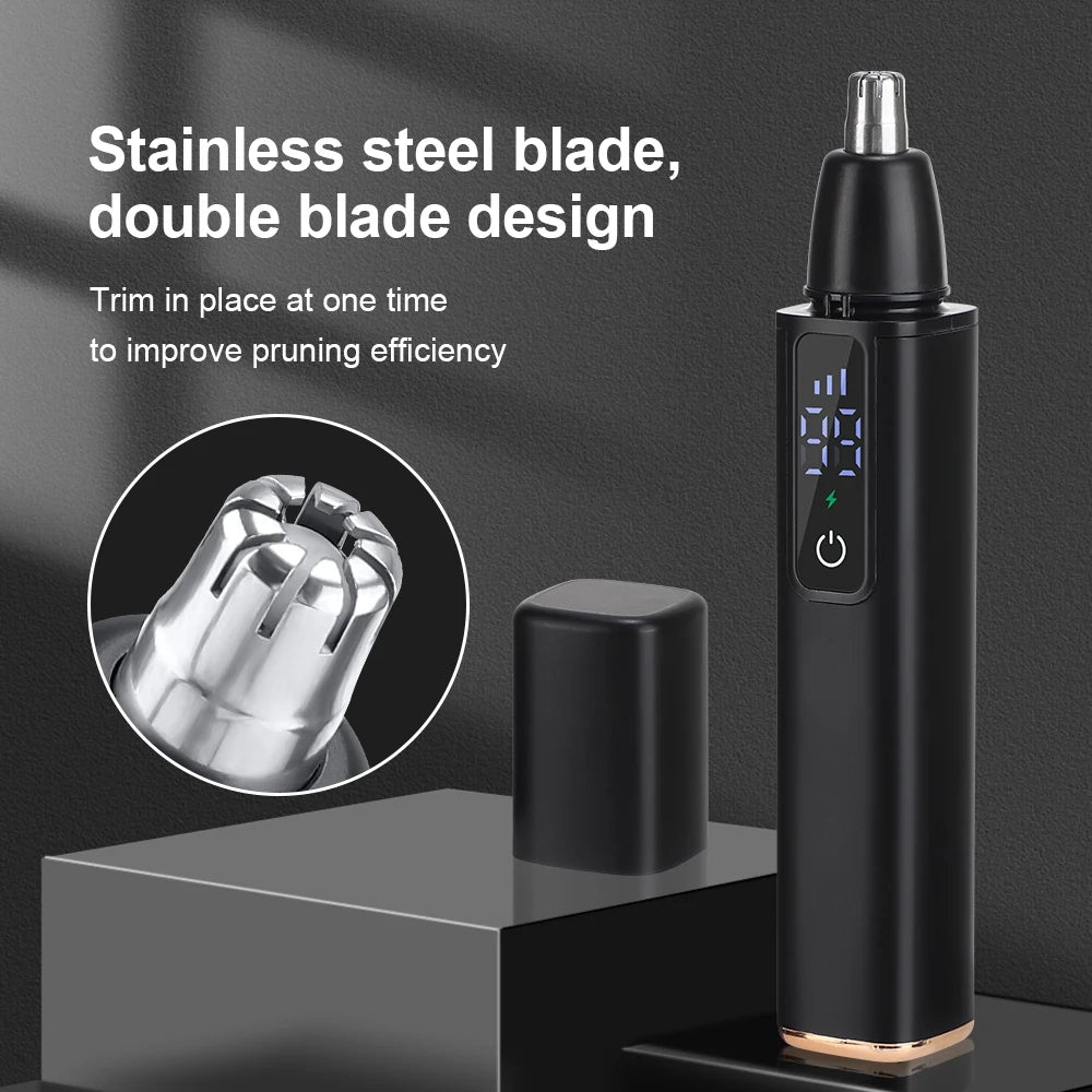 Rechargeable Electric Nose & Ear Hair Trimmer – USB-C Portable Waterproof Painless Groomer for Men & Women