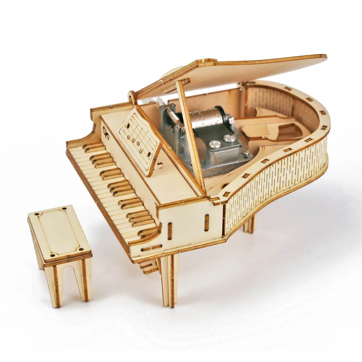 DIY 3D Wooden Music Box Puzzle Hand-Cranked Piano 225 x 130 x 20 mm (8.9 x 5.1 x 0.8 in)