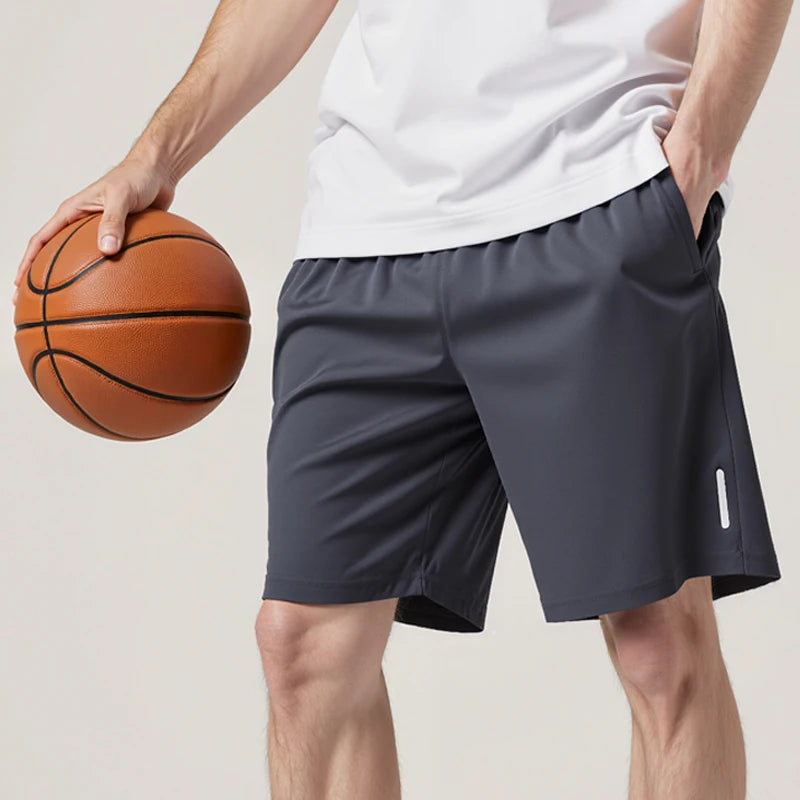 Men's Quick-Dry Athletic Shorts - Breathable Running and Gym Board Shorts with Zipper Pockets