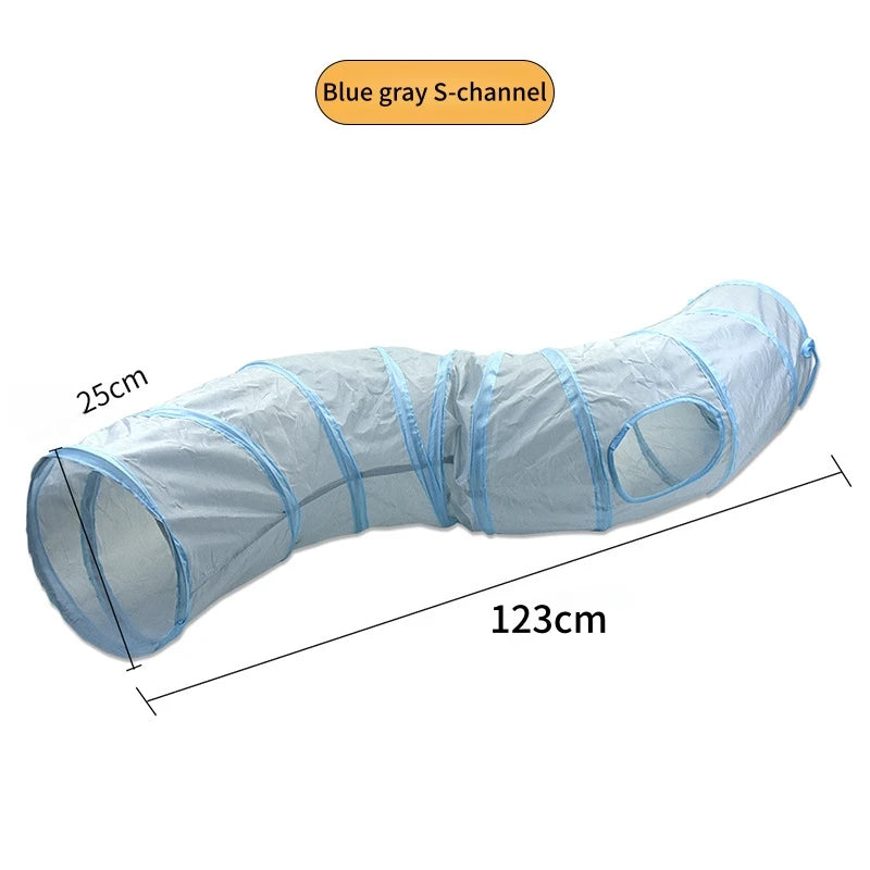 Foldable S-Shaped Cat Tunnel – Collapsible Play Tunnel for Cats, Rabbits & Small Pets, Interactive Crinkle Toy for Indoor Play