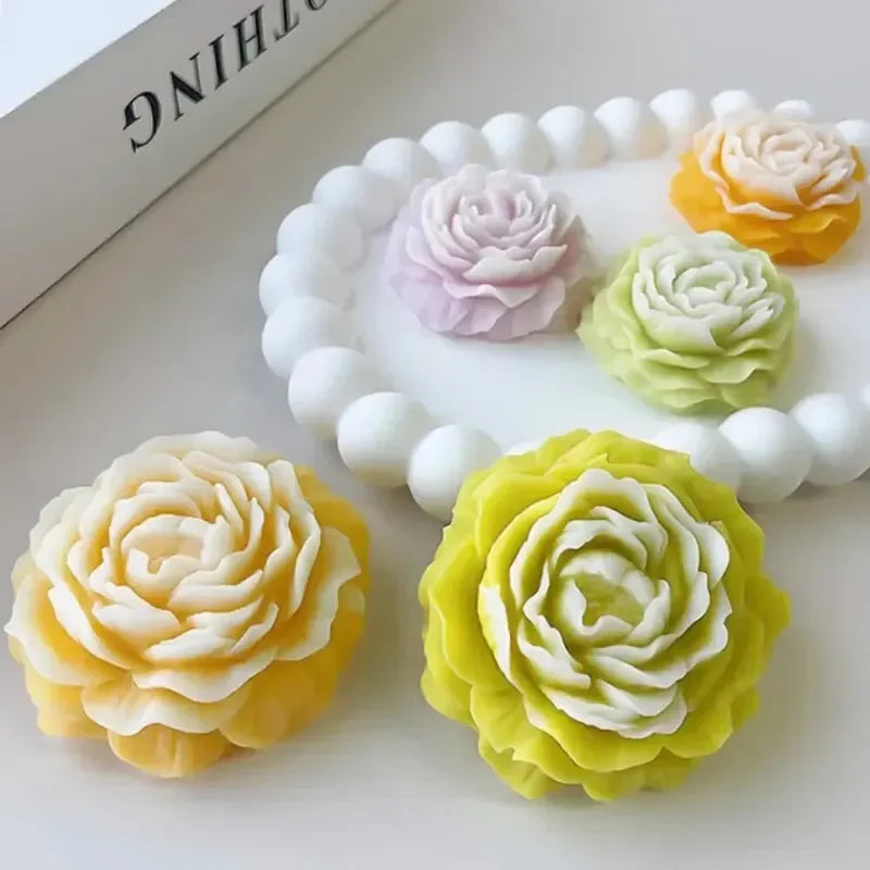 Peony Silicone Mold — DIY Floral Relief Mold for Candles, Soap, Resin, Plaster & Baking