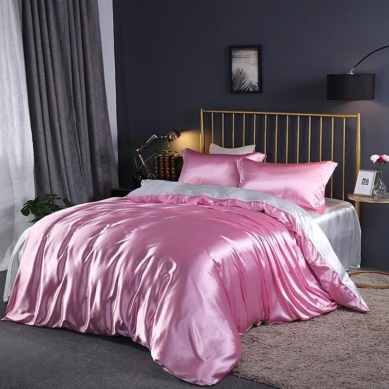 4-Piece Solid Color Duvet Cover Set - Rayon Twill Bedding (Twin/Full/Queen/King)
