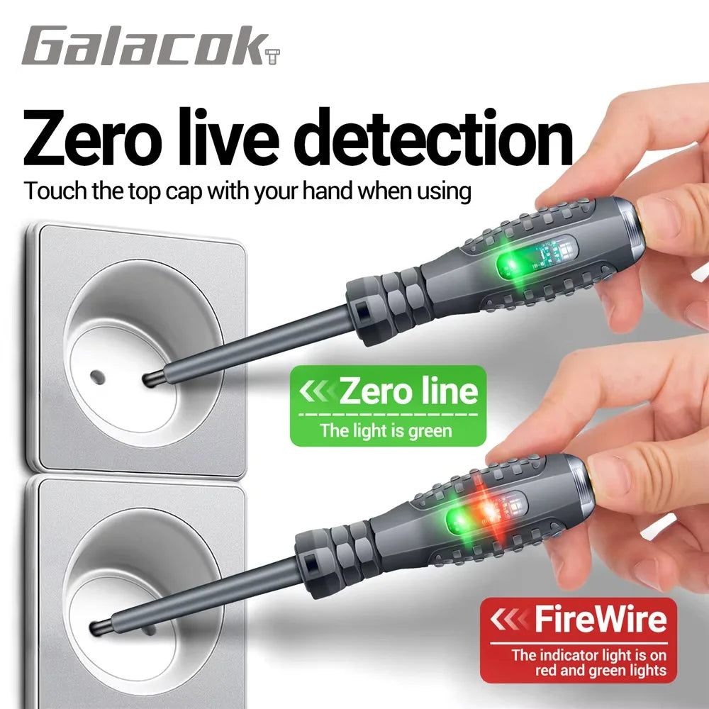 Non-Contact Voltage Tester Pen LED Indicator – Insulated Electrician Test Screwdriver 70–600V AC, Red/Green Lights, Pocket Tool