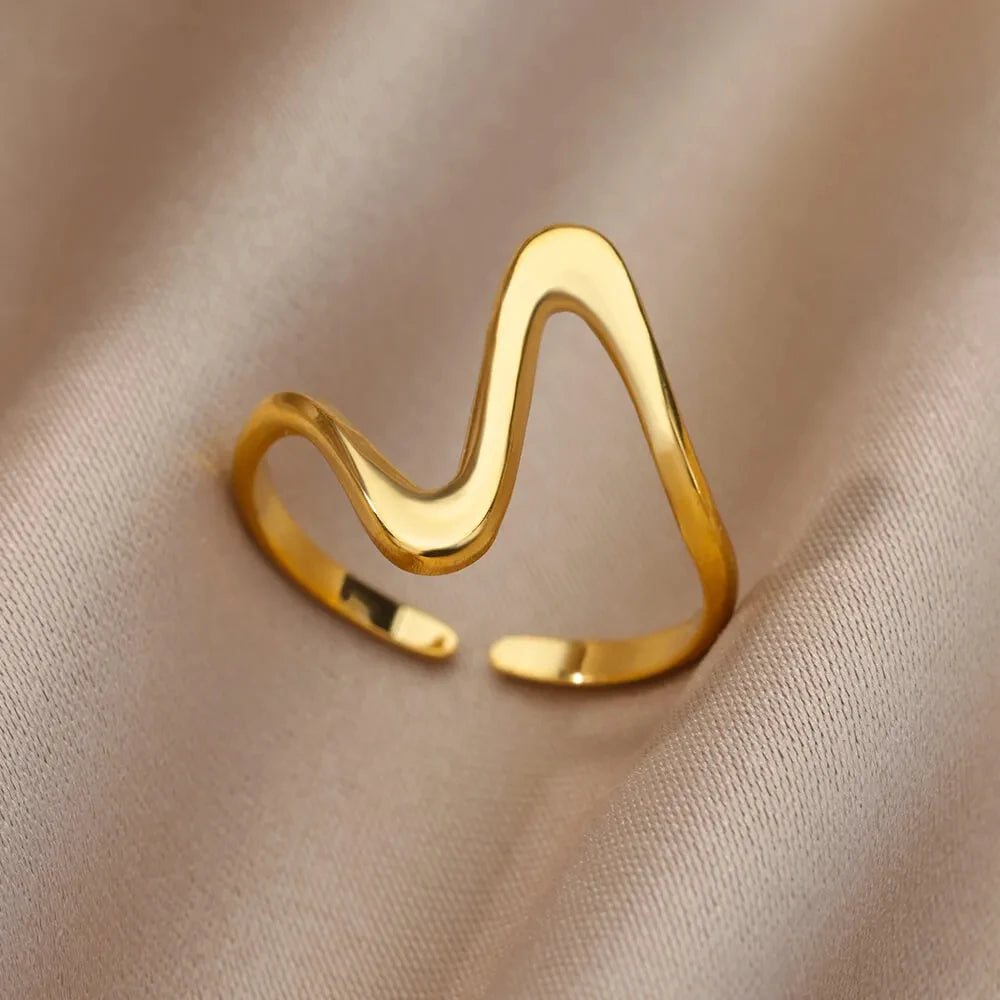 316L Stainless Steel Gold-Tone Women's Ring – Hypoallergenic Classic Tension-Set Wedding & Couple Ring