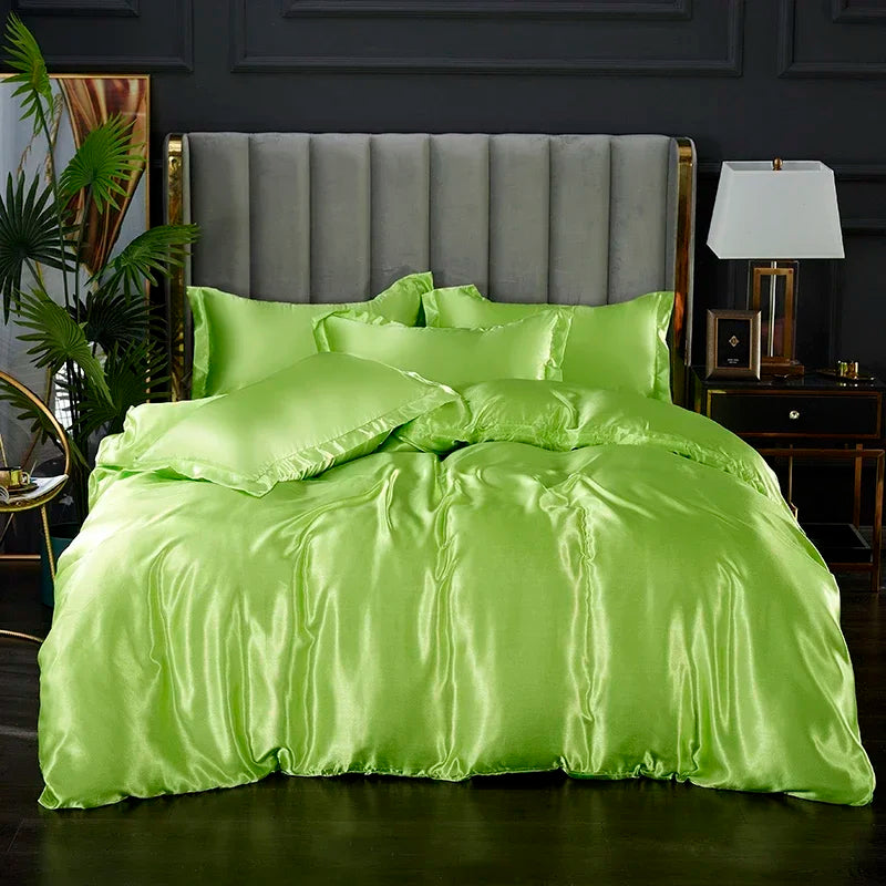 4-Piece Solid Color Duvet Cover Set - Rayon Twill Bedding (Twin/Full/Queen/King)