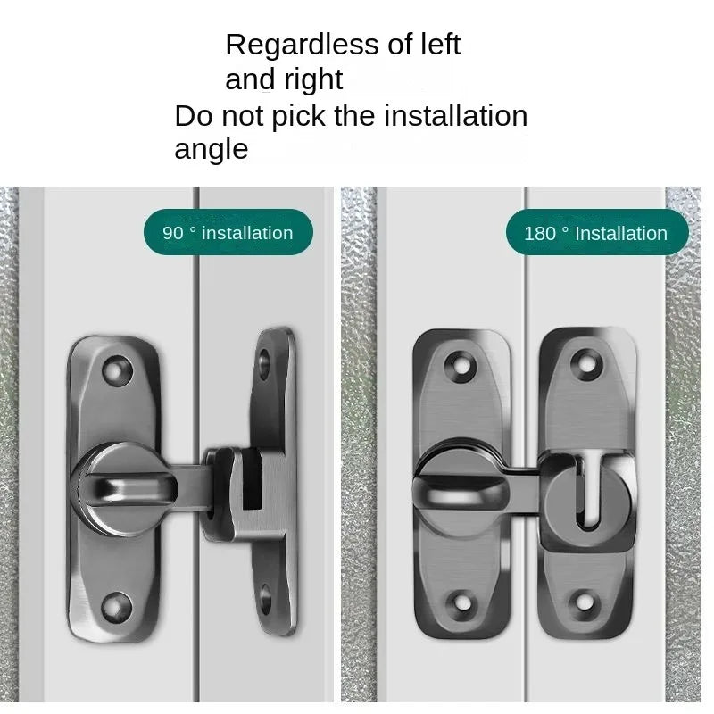 90/180 Degree Flip Door Lock Zinc Alloy Sliding Door and Gate Latch for Home Security