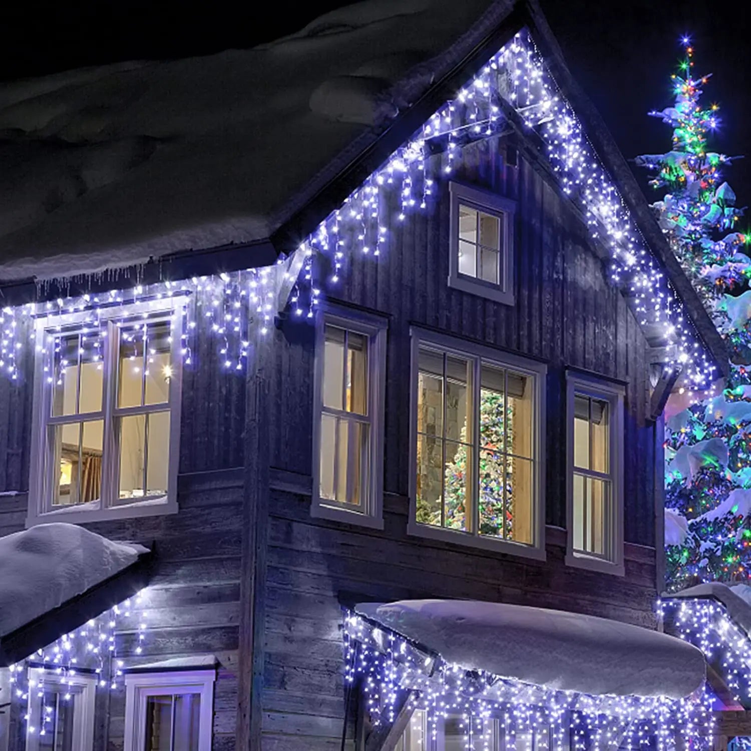 LED Icicle String Lights 4m (13ft) Outdoor Street Garland – 8 Modes Christmas & Holiday Lights