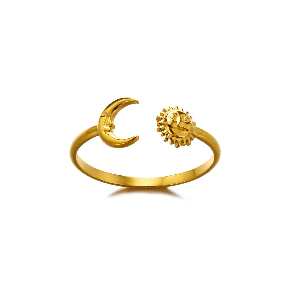 316L Stainless Steel Gold-Tone Women's Ring – Hypoallergenic Classic Tension-Set Wedding & Couple Ring