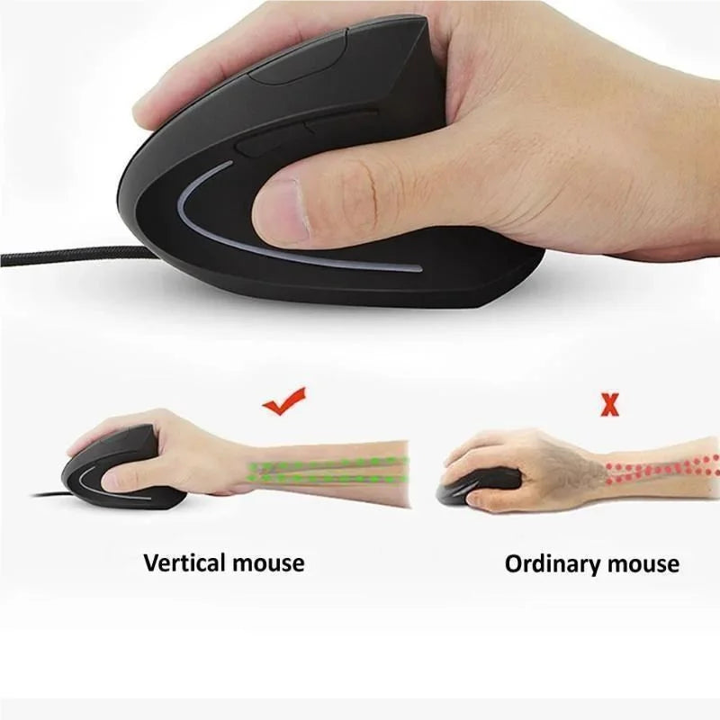 Ergonomic Right-Hand Vertical RGB Wired Optical Mouse for Gaming PC & Laptop