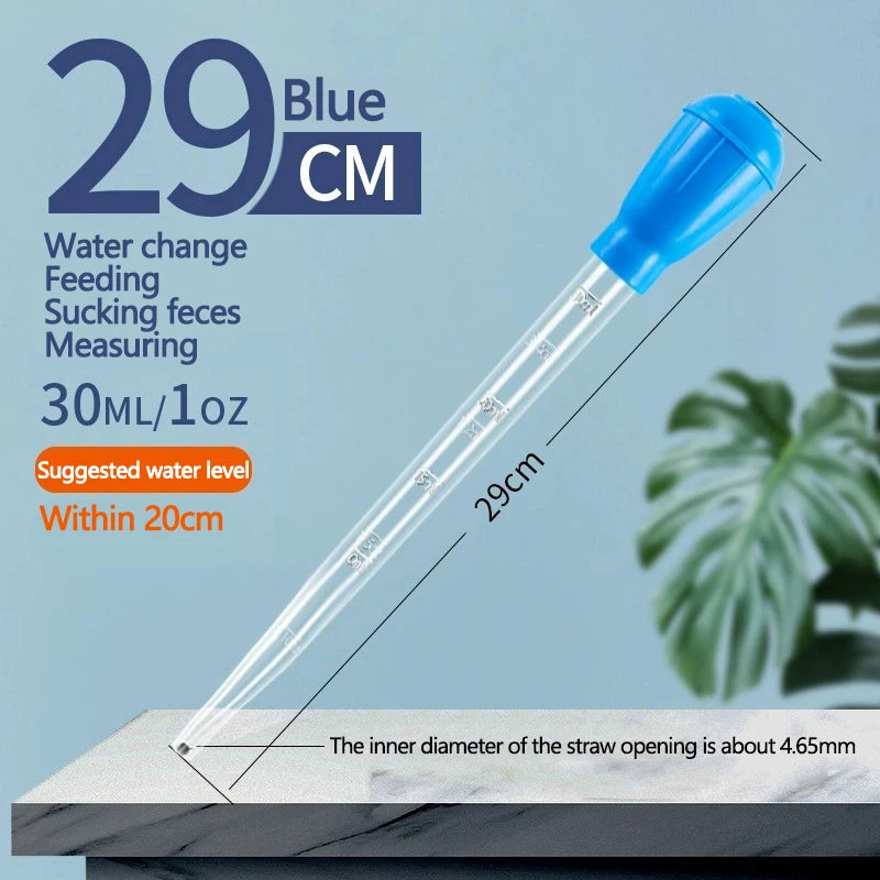 Extendable Aquarium Siphon & Pipette Cleaner - Fish Tank Vacuum Water Changer, Silicone Plastic, 11.4 in (29 cm) & 18.1 in (46 cm)