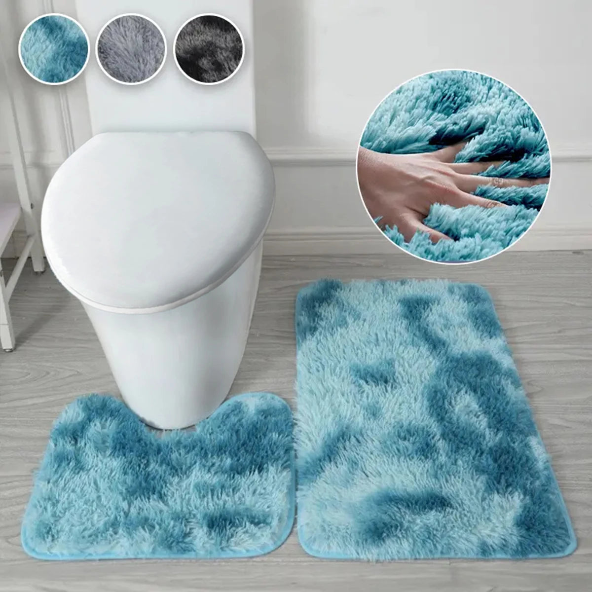 2-Pack Non-Slip Bathroom Mats – Absorbent Polyester Bath Rug Set for Shower, Tub & Doorway