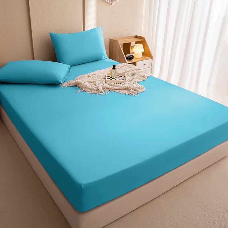 Waterproof Mattress Protector Fitted Sheet with Elastic Band – TPU-Backed, Breathable, Dust Mite & Anti-Bacterial – Fits Mattresses up to 46 cm (18 in) | Sizes 90x200 / 140x200 / 160x200 / 180x200 cm