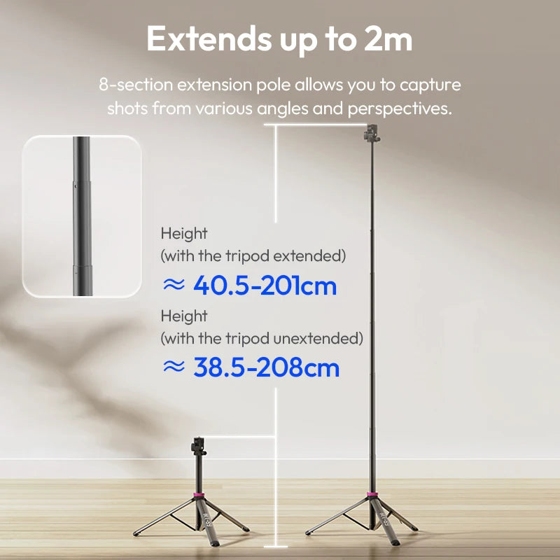 Quick-Release Light Stand Tripod with Cold Shoe Mount — Adjustable 16–79 in (40.5–201 cm), 1 kg Load for Smartphone & COB LED Lights