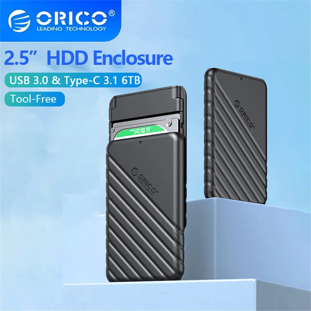 2.5-Inch SATA to USB 3.0 and Type-C External HDD Enclosure — Fits 7-9.5mm SSD/HDD, Up to 6TB, 5Gbps/6Gbps