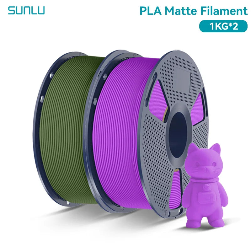 PLA Matte Filament 1.75mm 1kg Spool (2.2 lb) 2-Pack, Matte Finish Neatly Wound for FDM 3D Printers