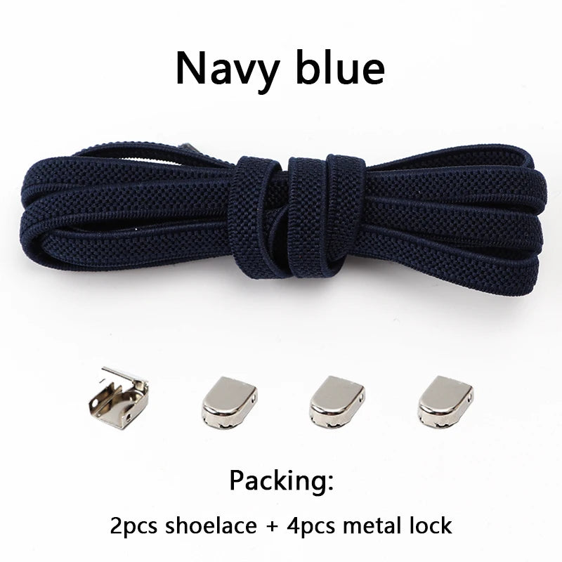 No-Tie Elastic Shoelaces with Metal Buckles – 1 Pair Quick Laces, One Size Fits All for Adults & Kids (105 cm / 41.3 in)