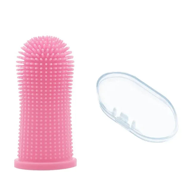 Silicone Pet Finger Toothbrush for Dogs & Cats – Soft 360° Non-Toxic Teeth Cleaner with Storage Case