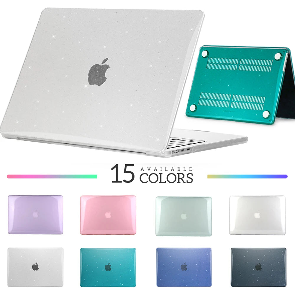 Glitter Hard Shell Laptop Case for MacBook Air & Pro 13/14/15/16 Inch (33–41 cm) Clear Sparkle Protective Sleeve