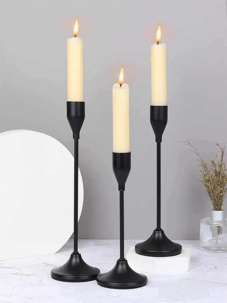 3-Piece European Style Metal Candle Holders Set for Wedding Table, Home & Christmas