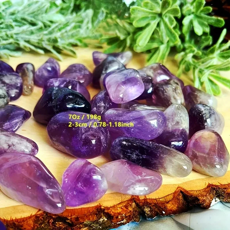 100 g (3.5 oz) Natural Amethyst Tumbled Stones – Bulk Polished Reiki Healing Crystals for Home Decor