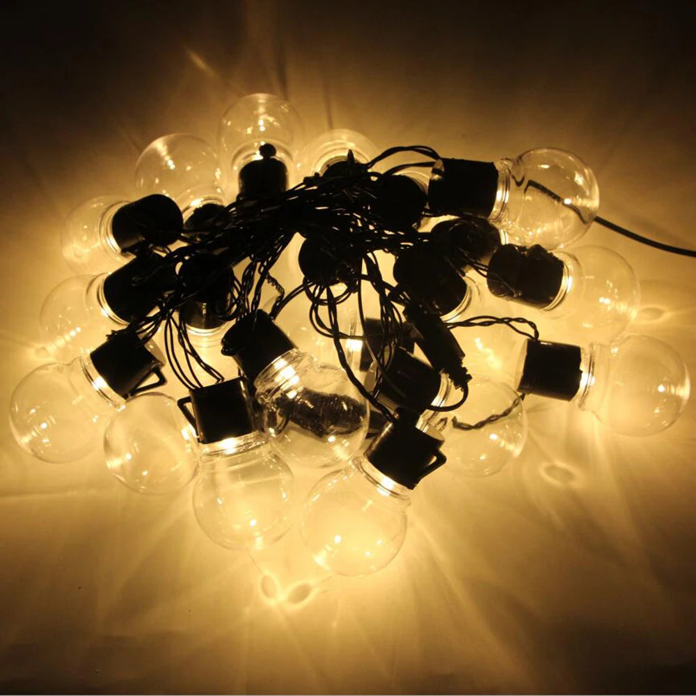 Festoon LED Globe String Lights – 6m (19.7ft) / 11m (36.1ft) / 16m (52.5ft) with 20/38/60 Globe Bulbs, Outdoor Party & Christmas Garland