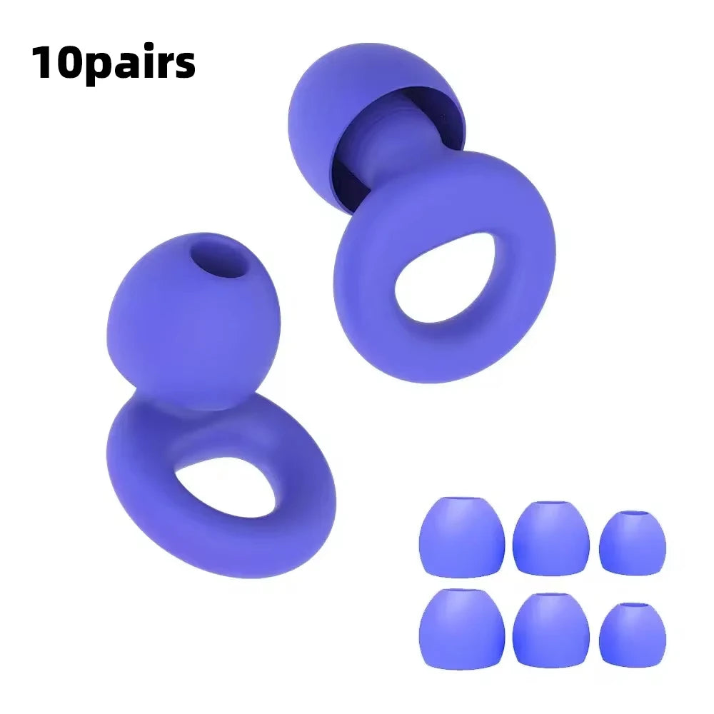 Silicone Earplugs 4 Pairs - Reusable Hypoallergenic Ear Plugs for Swimming & Sleep Noise Reduction (XS S M L)
