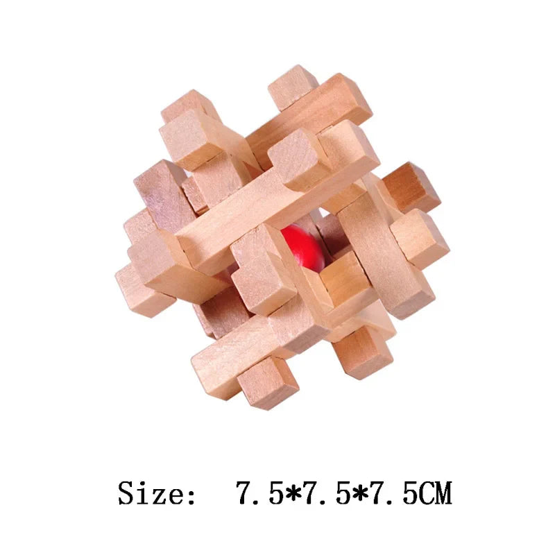 Wooden Lu Ban Brain Teaser 3D Puzzle – Educational Logic Game for Kids & Adults