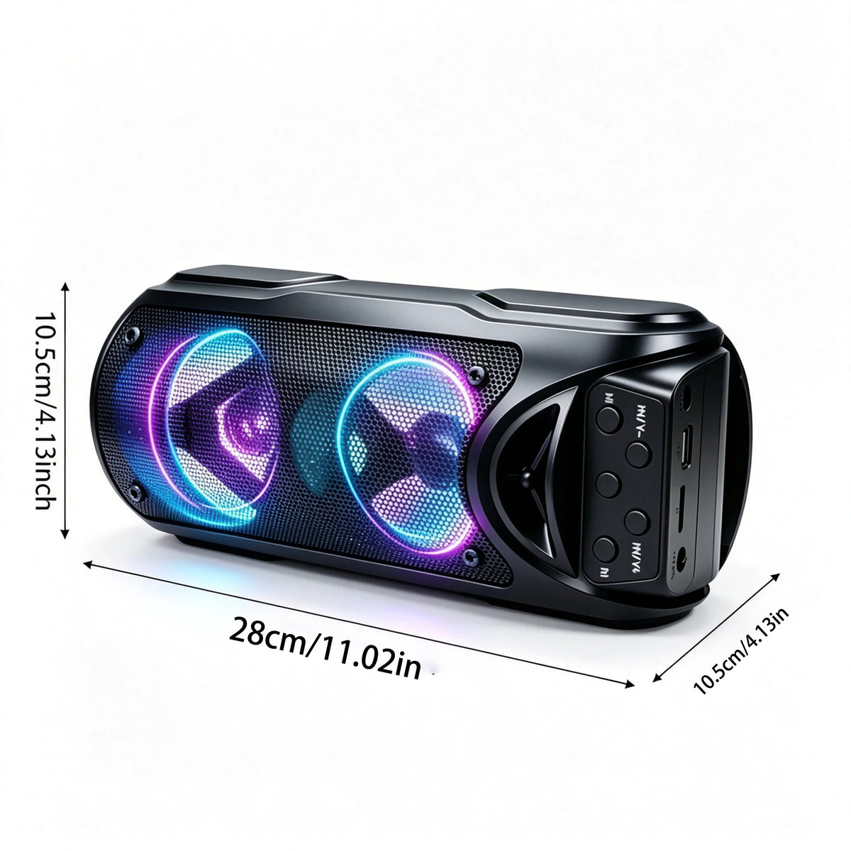 Portable Bluetooth Speaker with Multi-Color LED Lights, TF Card, USB-C & FM Radio — Party & Outdoor Speaker
